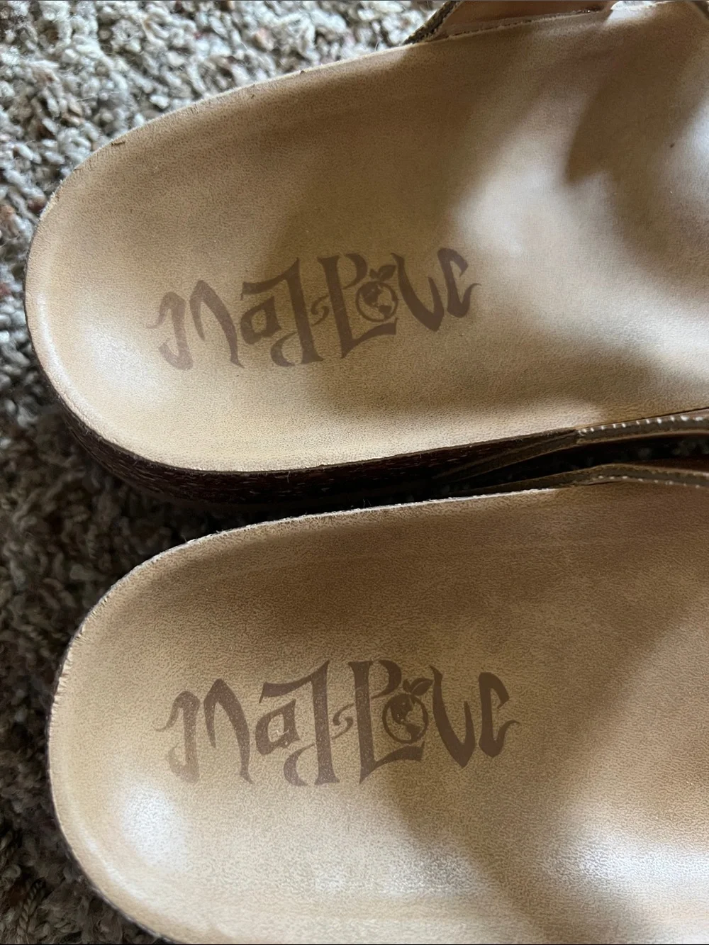Metallic Rose Gold Double-Strap Slide Sandals